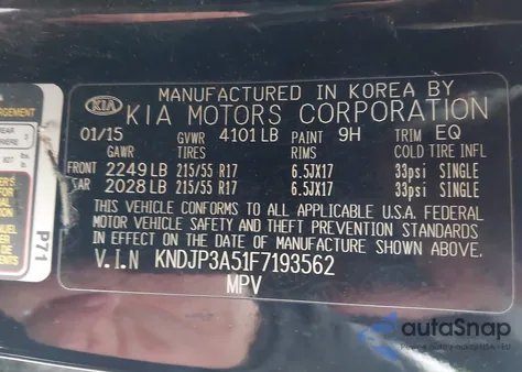 2015 Kia Soul + z USA, uszkodzony, nr VIN KNDJP3A51F7193562